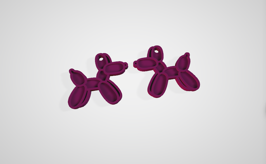 balloon dog earrings hoops dog puppy dog earring earrings balloon  3d print model - Mito3D