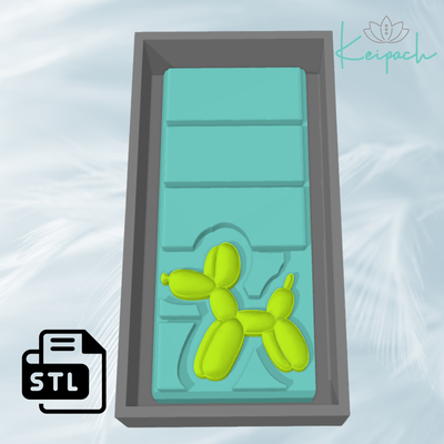 balloon dog snap bar digital stl master mold file silicone wax melt making art housing candle 3d print model - Mito3D