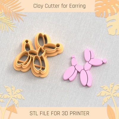 balloon dog summer clay cutter tools earring turtle beach shell 3d print model - Mito3D