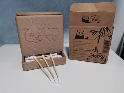 bam & boo cotton sticks box bamboo bathroom organizer storage wood 3d print model - Mito3D