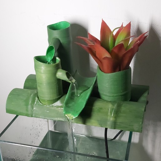 bambú de la fuente casa agua 3D print model - Mito3D