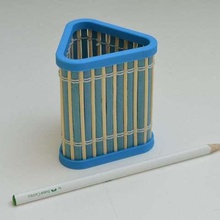 porta-lápis de bambu ii casa recipientes madeira guardanapo papel lápis o organizador office titular secretária recipiente a caixa banho 3d print model - Mito3D