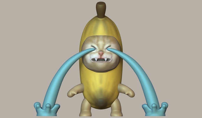 banana gato chorando arte meme 3d stl figura impressão obj modelos 3d print model - Mito3D