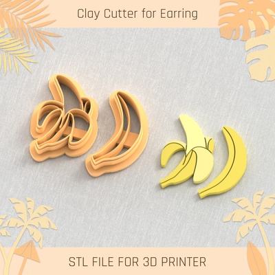 banana summer clay cutter tools earring turtle beach shell 3d print model - Mito3D