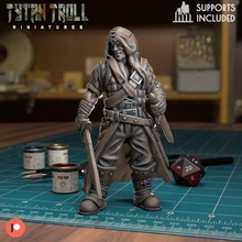 bandit 004 - pre-supported game dnd miniature minis dungeons dragons 32mm tytantroll miniatures patreon sword hood male 3d print model - Mito3D