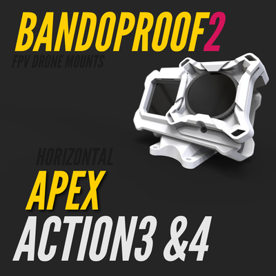 bandoproof 2 fix mount horizontal apex action3-4 bandoproof2 dji action3 action4 osmo3 osmo4 impulserc 3d print model - Mito3D