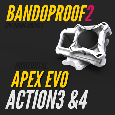 bandoproof 2 fix mount horizontal apex evo action3-4 bandoproof2 dji action3 action4 osmo3 osmo4 impulserc 3d print model - Mito3D