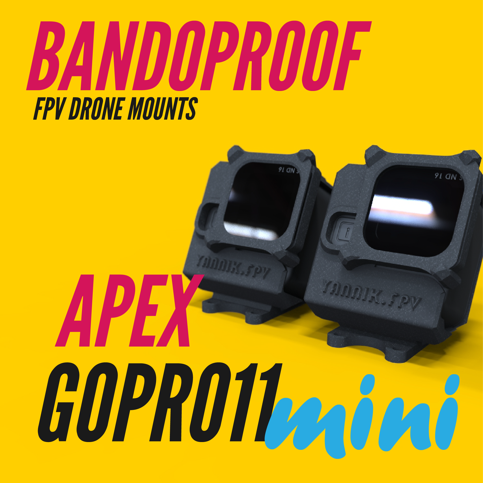 anti bando Go Pro 11 mini horizontal impulsion rc sommet monter montage fixe fpv drone actioncam 3D print model - Mito3D