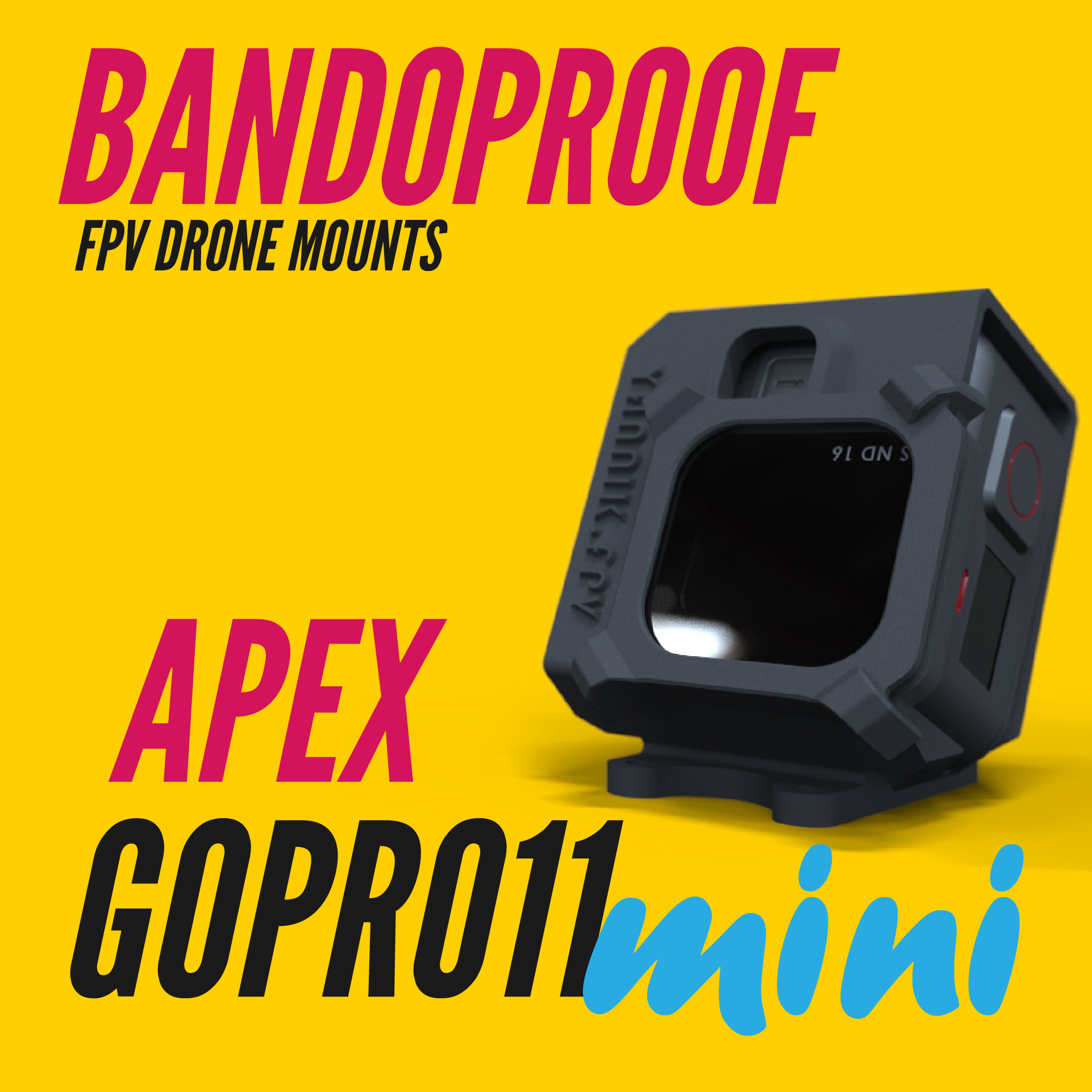bandoproof gopro 11 mini vertical impulse rc apex mount bandoproof fixmount fpv drone actioncam gopro gopro 11 mini vertical  3D print model - Mito3D