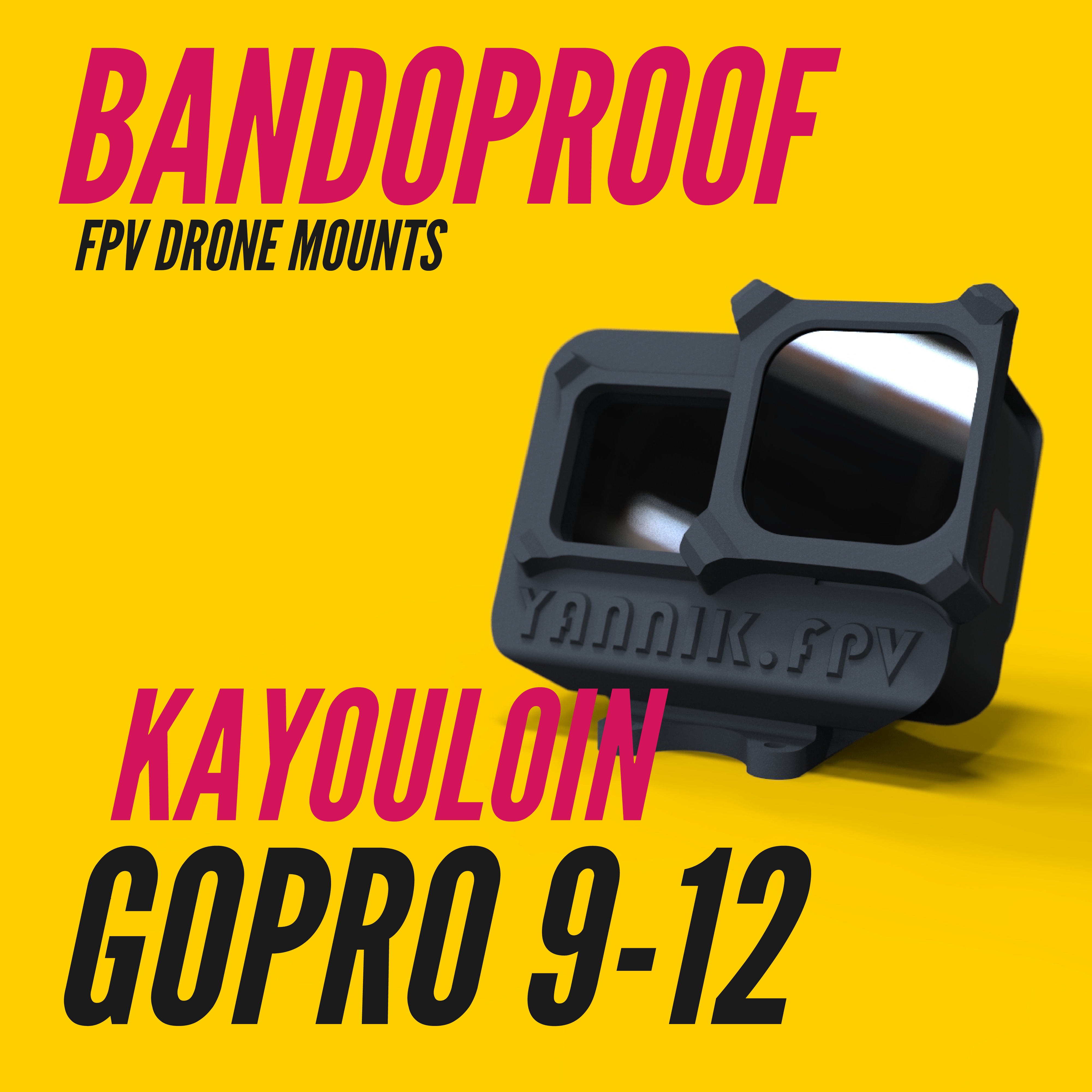 bando geçirmez gopro 9 10 11 12 yatay kayou kayuloin sabit montaj gopro9 gopro10 gopro11 gopro12 3D print model - Mito3D