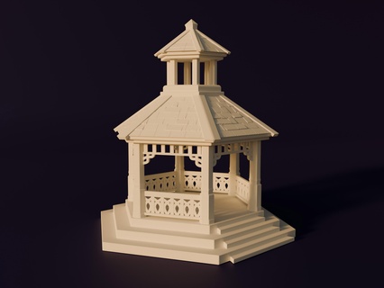 bandstand music kiosk - support diorama christmas village 3d print model - Mito3D