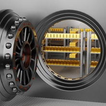 banco cofre ouro ferramenta seguro interior finança segurança trancando proteção financeiro depósito 3d print model - Mito3D