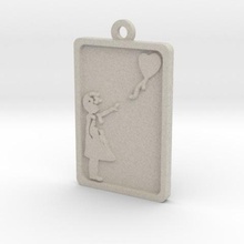banksy girl balloon pendant jewelry art necklace 3d print model - Mito3D