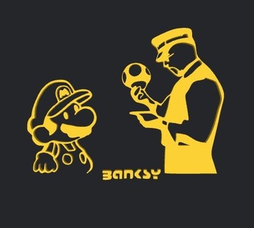banksy set stencil tag 3d - super mario art painting template spray logo files templates wall easy-print no-support easy-impression unsupported 3d print model - Mito3D