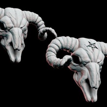baphomet kafatası baş stilize Sanat şeytan melek cadı cadılık Cadı pagan şeytani karanlık belirsiz geyik boynuz cehennem iblisler 3d print model - Mito3D