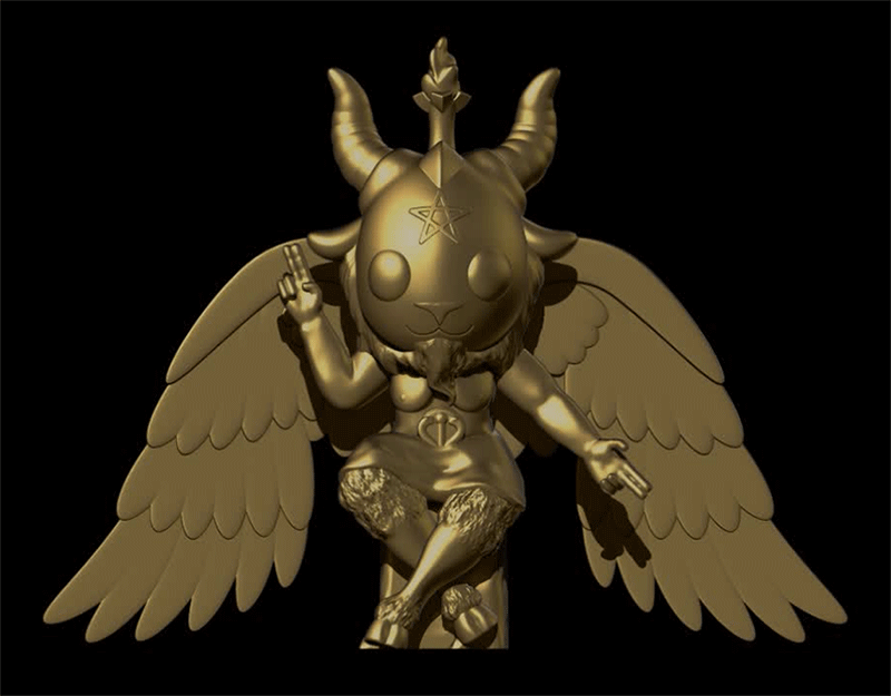 baphomet statue devil satan demon religious chibi cute baby monster goat evil creature wings 3D print model - Mito3D