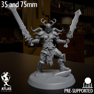 barbaro diablo guerriero carattere rpg Dungeons and Dragons d miniatura 3d print model - Mito3D
