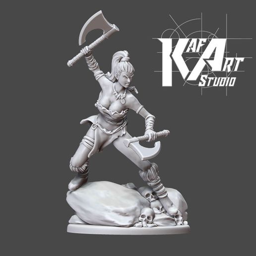 Barbar 35 mm Rahmen Spiel Charakter Miniatur Figur 3d drucken Krieger Fantasie Kriegsspiel Tischplatte conan Brettspiel dd Schlachtruf Wut Berseker 3D print model - Mito3D