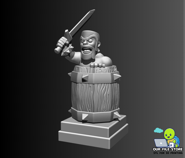 barbarian barrel clash royale clans character art toy miniature gamimg game supercell medieval rpg 3d print model - Mito3D