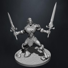 barbarian cartoon d&d miniature game rpg role character warhammer art toy collection figure dragon dungeon human high poly sword 3d print model - Mito3D
