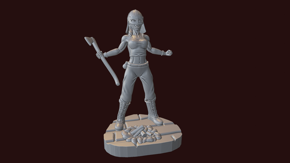 barbarian roar female woman axe 3d print model - Mito3D