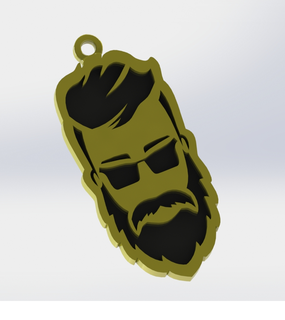 barber key ring shop hairdresser beard hair cut style sungalsses goggles keychain nice haircut fashion 3d print model - Mito3D