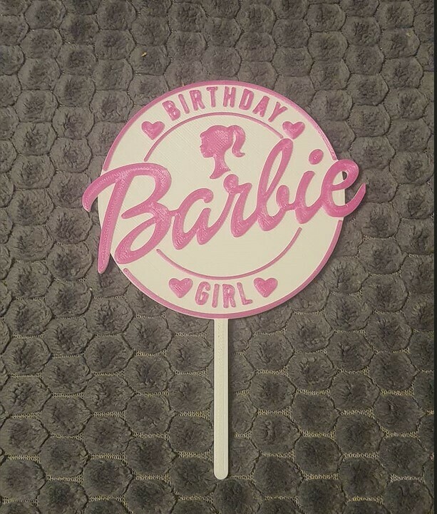 Barbie compleanno ragazza torta cappello cilindro toper 3D print model - Mito3D