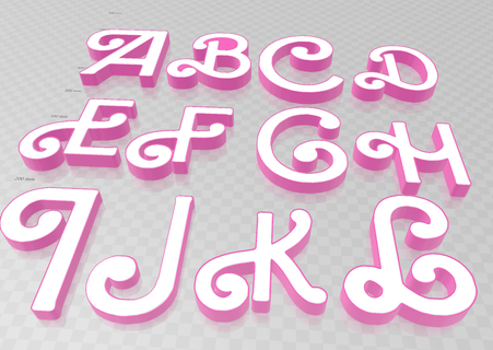 Barbie alphabet lettre 3d print model - Mito3D