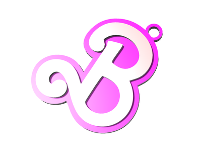 barbie b hoops keychain earrings logo ear 3d print model - Mito3D