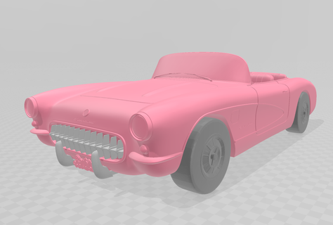 Barbie chevrolet corvetta 2023 film mattel margot robbie rosa modello macchina auto ruote Basso poli 3d 3d print model - Mito3D