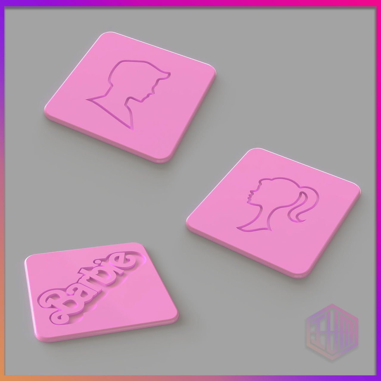 barbie sottobicchiere pacco sottobicchieri bicchiere logo ken 3D print model - Mito3D