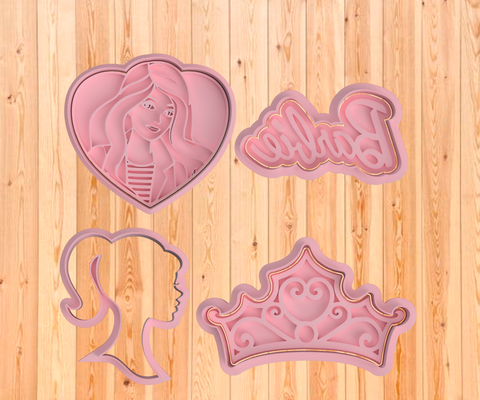 barbie cookie dough cutter - cookies cutters pack 1 stamp porcelain clay masses 3d 3d print model - Mito3D