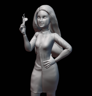 Barbie dentiste poupée 3d modèle stl impression Humain fille femelle 3d print model - Mito3D