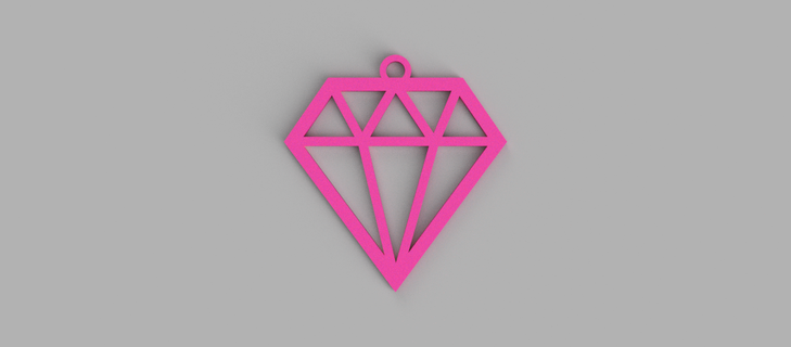 barbie diamond logo openwork keychain - pendant earring 3d print model - Mito3D
