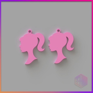 barbie earrings brooch keychain pendant 3d print model - Mito3D