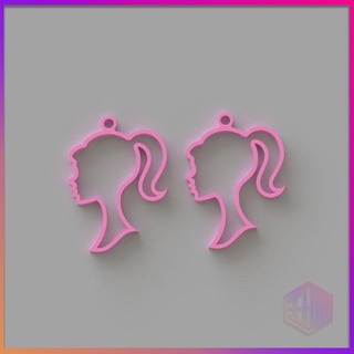 barbie earrings 2 earrings barbie brooch keychain barbie pendant  3d print model - Mito3D