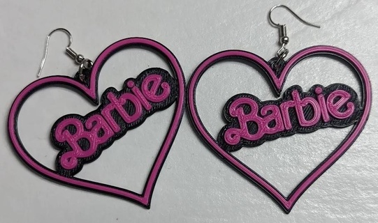 Barbie cuore orecchini cerchi portachiavi in sospeso 3d print model - Mito3D