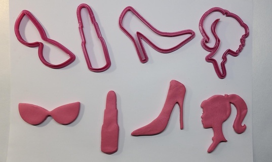 Barbie inspirado biscoito cortadores conjunto 7 3d print model - Mito3D