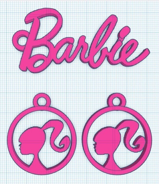 Barbie Schlüssel Ring Ohrringe einstellen Schlüsselbund Zubehör Puppe Spielzeuge Sammlerstücke Mode Symbol Schmuck Stil Nostalgie Kindheit Geschenk Silhouette Design Liebhaber 3D print model - Mito3D