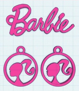 barbie key ring earrings set keychain accessories doll toys collectibles fashion icon jewelry style nostalgia childhood gift silhouette design lover 3d print model - Mito3D