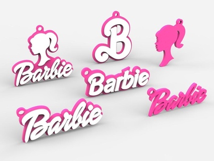 barbie keychain - x6 Art key rings logos 3d print model - Mito3D