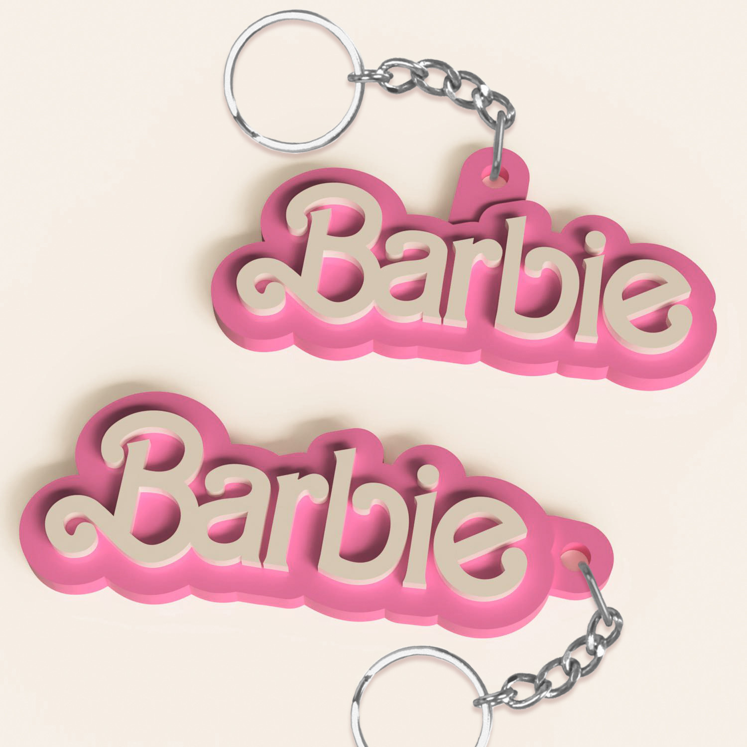 Barbie porte clés 2023 logo film boucles d'oreilles 3D print model - Mito3D