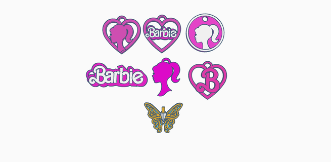 Barbie anahtarlık kombo anahtar yüzükler peri dünyası logo yüzük 3d print model - Mito3D