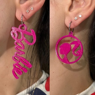 barbie keychain earrings brincos chaveiro mattel filme babie movie logo 3d print model - Mito3D