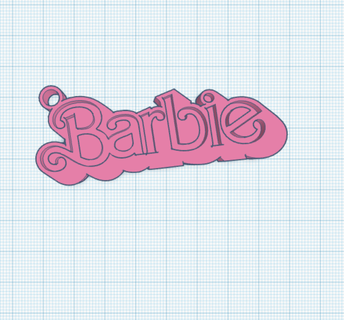 barbie keychain inverted movie font 3d print model - Mito3D