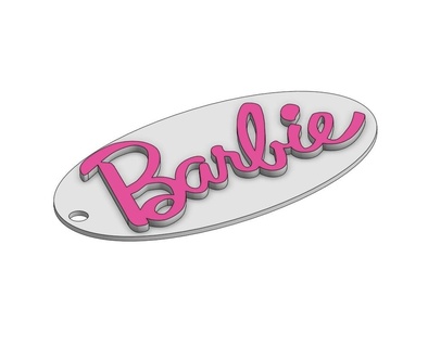 Barbie porte clés ovale rose 3d print model - Mito3D