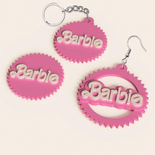Barbie portachiavi orecchino 2023 logo Portachiavi film orecchini 3d print model - Mito3D