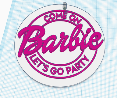 Barbie vamos festa chaveiro chaves 3d print model - Mito3D