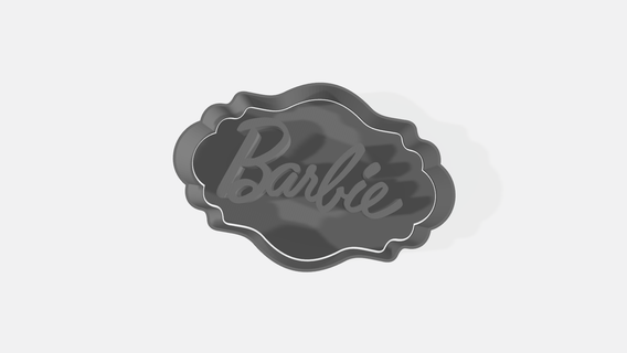 Barbie logo plaque biscuit coupeur argile fondant 3d print model - Mito3D