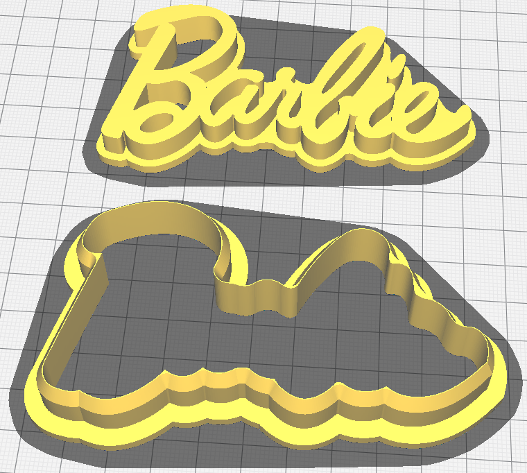 Barbie logotipo biscoito cortador relevo arte 3D print model - Mito3D